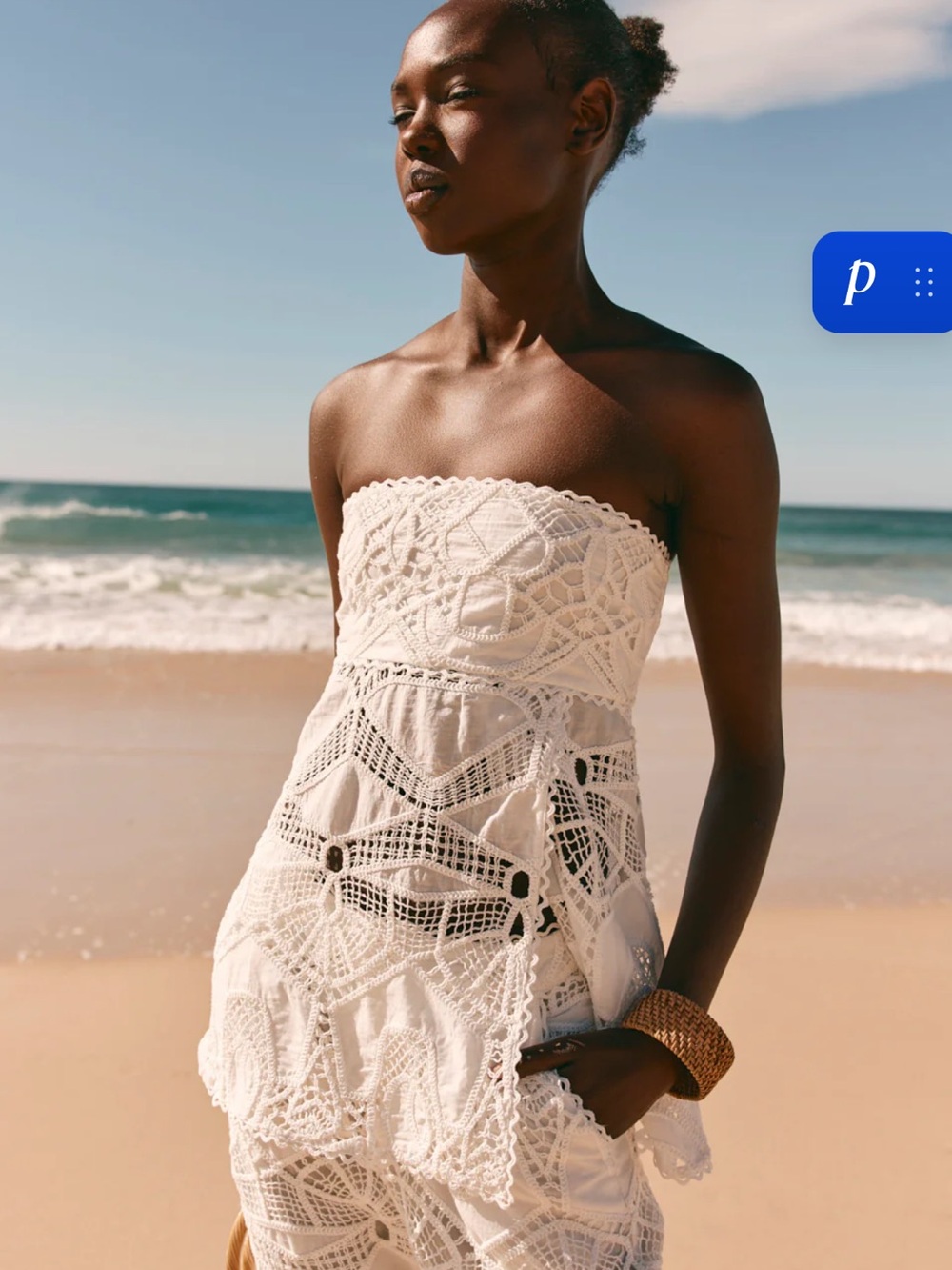 SABO Strapless White Lace Donna Top